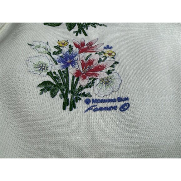 Vintage Morning Sun Sweatshirt Grandma Flower Button Up White USA Made NEW - Picture 2 of 12